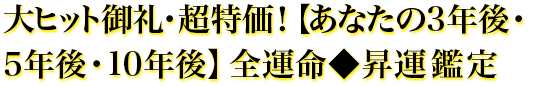 【あなたの3年後・5年後・10年後】◆昇運鑑定 【あなたの3年後・5年後・10年後】◆昇運鑑定